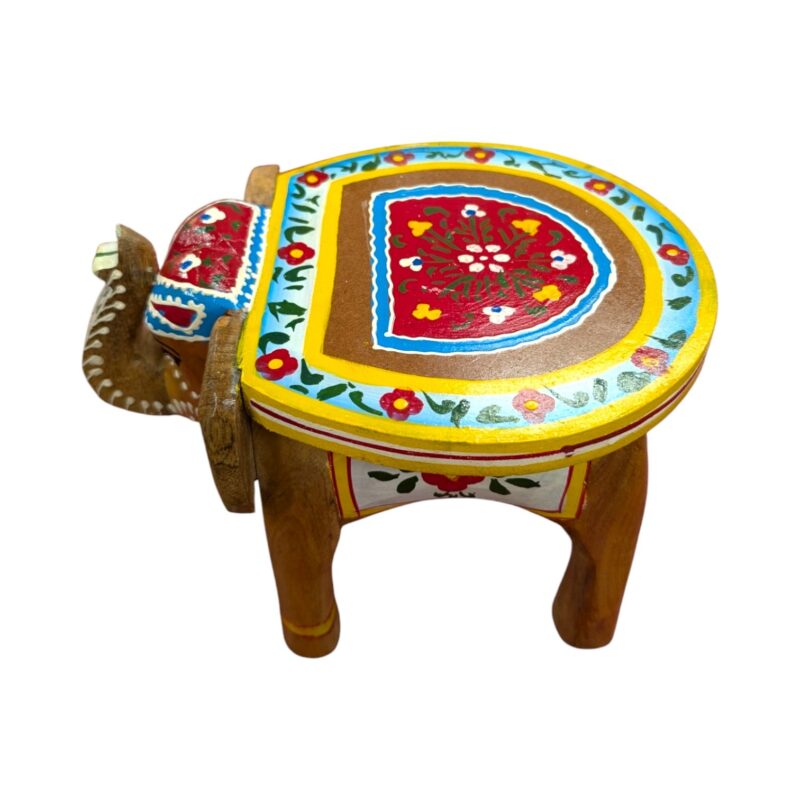 Wooden Elephant Stool | Hand painted - Multi color