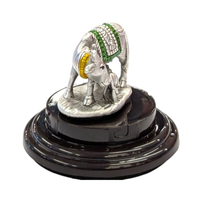 Pure Silver Kamdhenu - Cow and Calf - Dome - Image 6