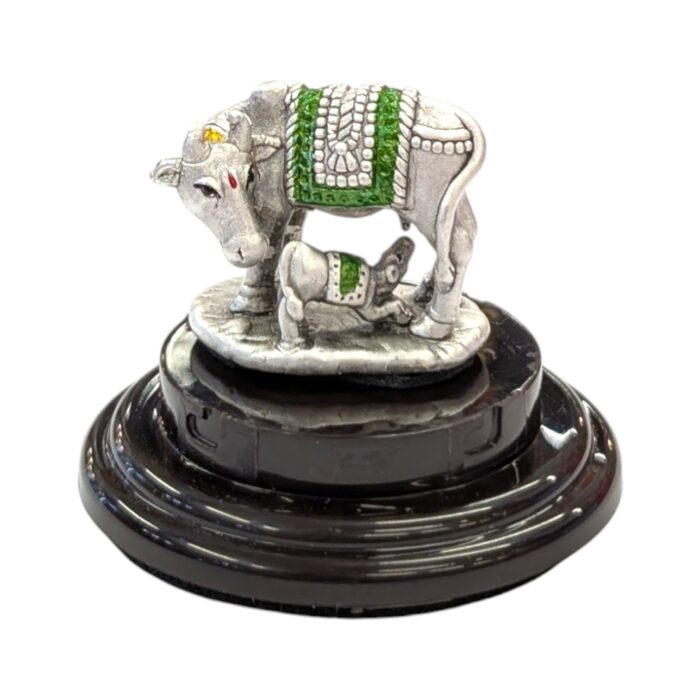 Pure Silver Kamdhenu - Cow and Calf - Dome - Image 5