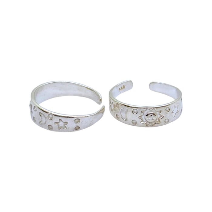 Pair of Pure Silver Toe Rings | Adjustable Toe rings