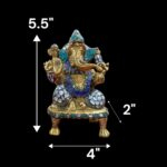 Brass Ganesh on Singhasan - White - Mosaic - Image 2