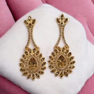 Gold oxidized 3-inch Indian dangler earrings | Perfect for weddings and parties
