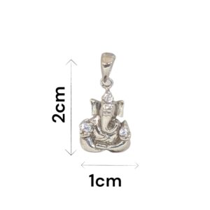 925 Sterling Silver Ganesh Pendant with Zirconia Stones