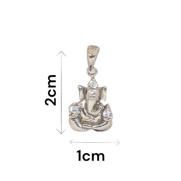 925 Sterling Silver Ganesh Pendant with Zirconia Stones