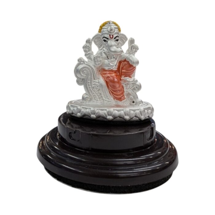 Pure silver Ganesha idol | Pure Silver Car Dashboard Statue | Silver Idol for Gift