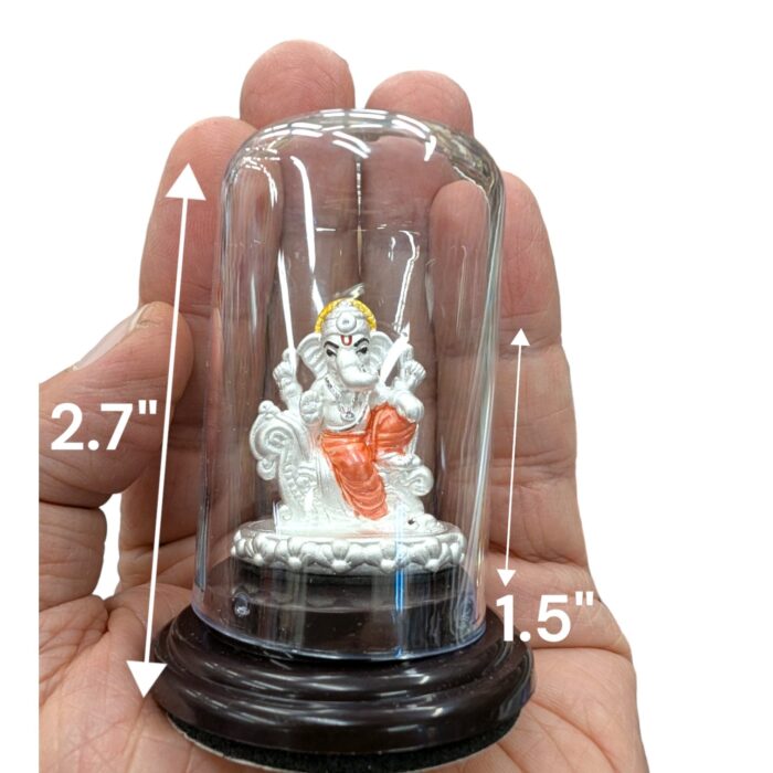 Pure silver Ganesha idol | Pure Silver Car Dashboard Statue | Silver Idol for Gift