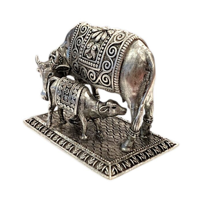 Pure Silver Kamdhenu Cow and Calf