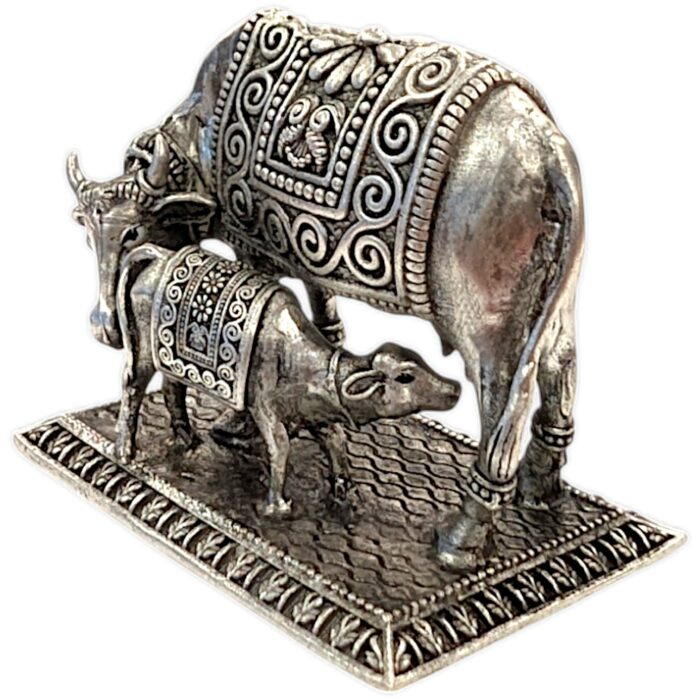 Pure Silver Kamdhenu Cow and Calf