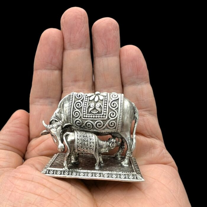 Pure Silver Kamdhenu Cow and Calf
