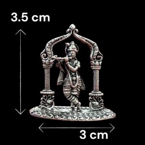 Oxidized Pure silver Krishna idol | Small Car Dashboard Idol