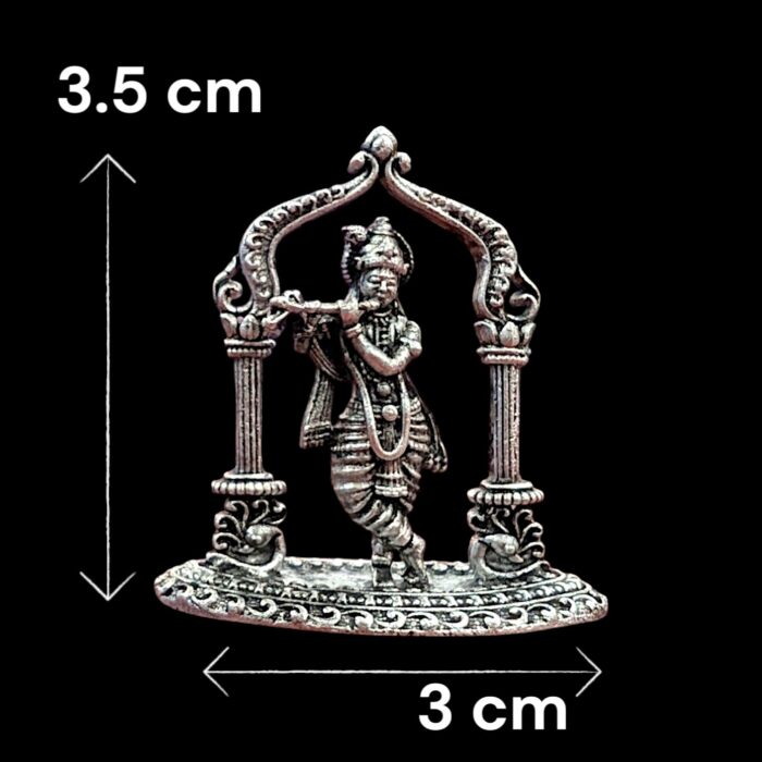 Oxidized Pure silver Krishna idol | Small Car Dashboard Idol