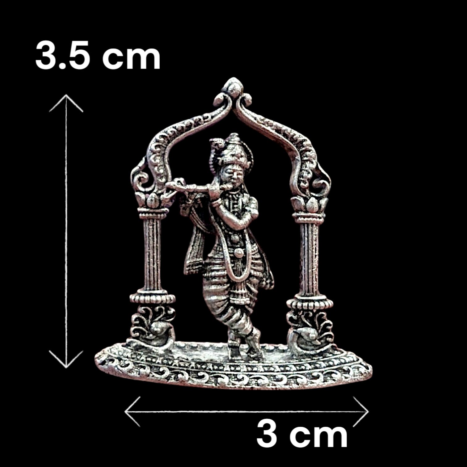 Oxidized Pure silver Krishna idol | Small Car Dashboard Idol