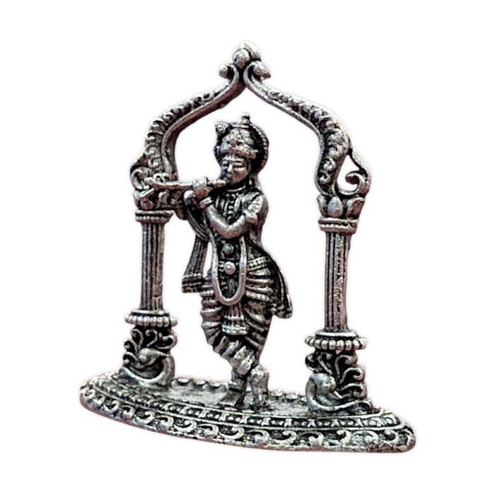 Oxidized Pure silver Krishna idol | Small Car Dashboard Idol
