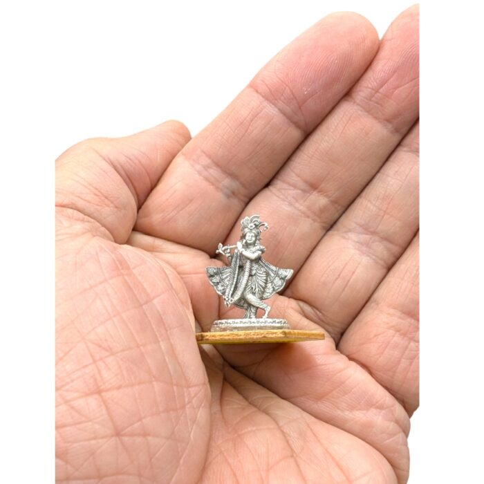 Oxidized Pure silver Krishna idol - Small - Image 6
