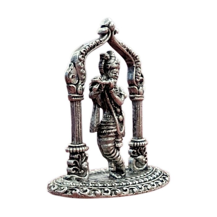Side view of Pure Silver Krishna Idol