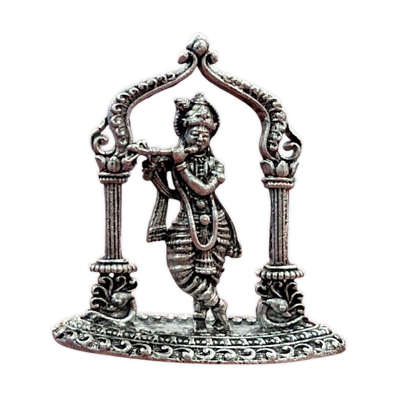 Oxidized Pure silver Krishna idol | Small Car Dashboard Idol