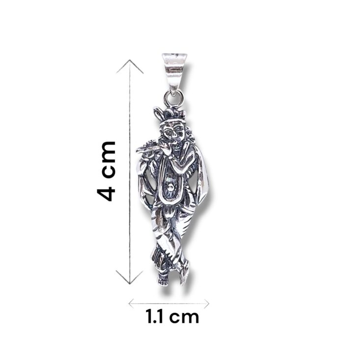 Dimensions of Pure Silver Krishna Pendant | 925 Sterling Silver