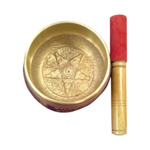 Brass Tibetan Singing Bowl Set - Grey with Tree of life | Tibetan singing bowl sets for beginners