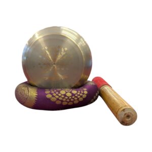 Brass Tibetan Singing Bowl Set - Grey with Tree of life | Tibetan singing bowl sets for beginners