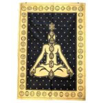 7 Chakras Tapestry | Meditation Room Tapestry | Black with Gold