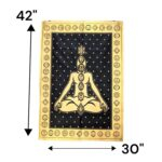 Dimensions of 7 Chakra Meditation Tapestry | Black with Gold