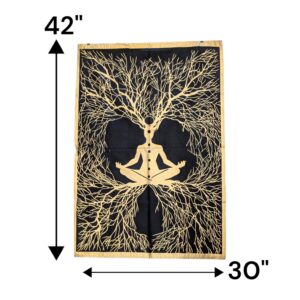 Dimensions of 7 Chakras Tapestry | Black with Gold