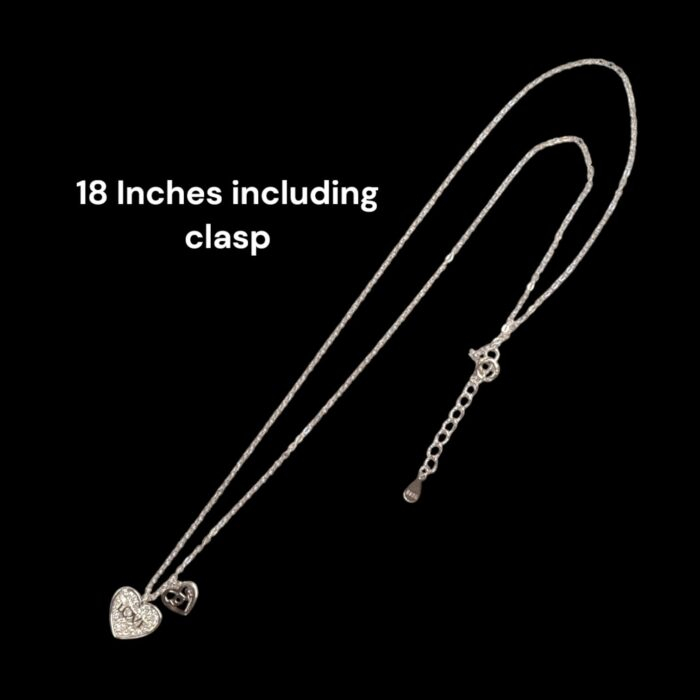 18 inch silver chain with 2 heart pendant
