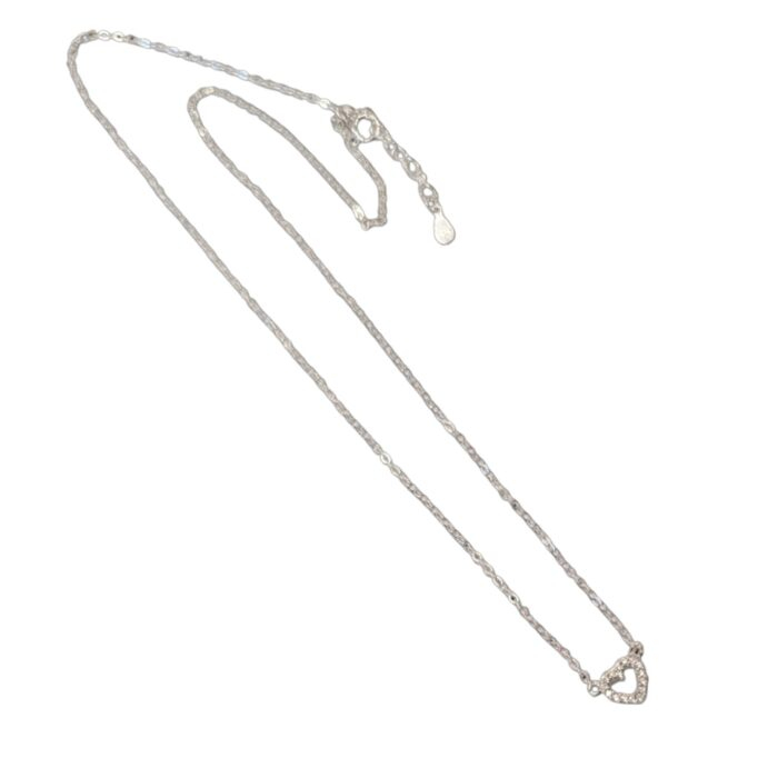 Pure Silver Open heart Pendant with Chain | 925 Sterling Silver Necklace