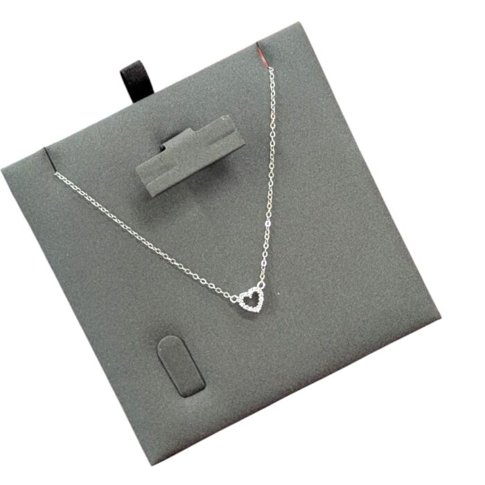 Pure Silver Open heart Pendant with Chain | 925 Sterling Silver Necklace