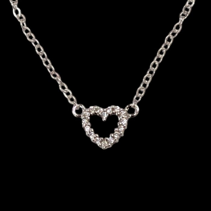 Pure Silver Open heart Pendant with Chain | 925 Sterling Silver Necklace