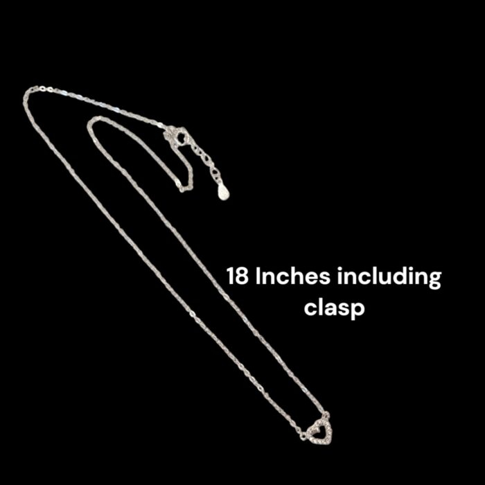 18 inch Pure Silver Open heart Pendant with Chain