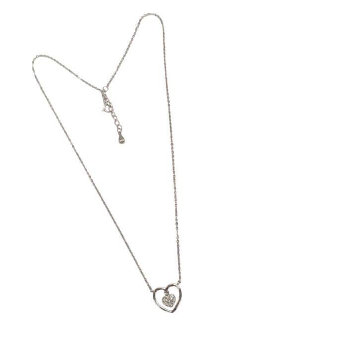 925 Sterling Silver Necklace | Heart in heart Pendant with Chain | Gift for her