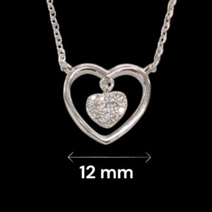 925 Sterling Silver Necklace | Heart in heart Pendant with Chain | Gift for her