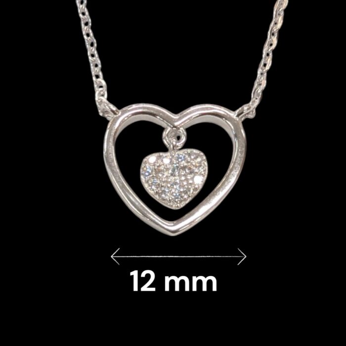 925 Sterling Silver Necklace | Heart in heart Pendant with Chain | Gift for her