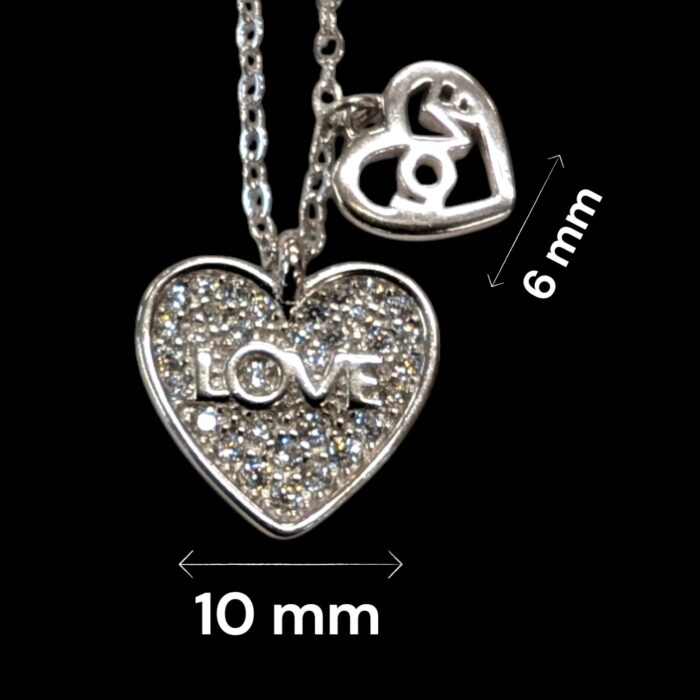 Pure Silver 2 Small heart Pendants with Chain | 925 Sterling Silver Necklace