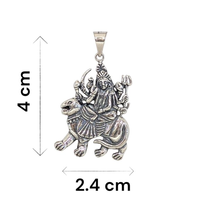 Dimensions of Pure Silver Ambe Maa Pendant | Durga Mata Chandi Ka pendant