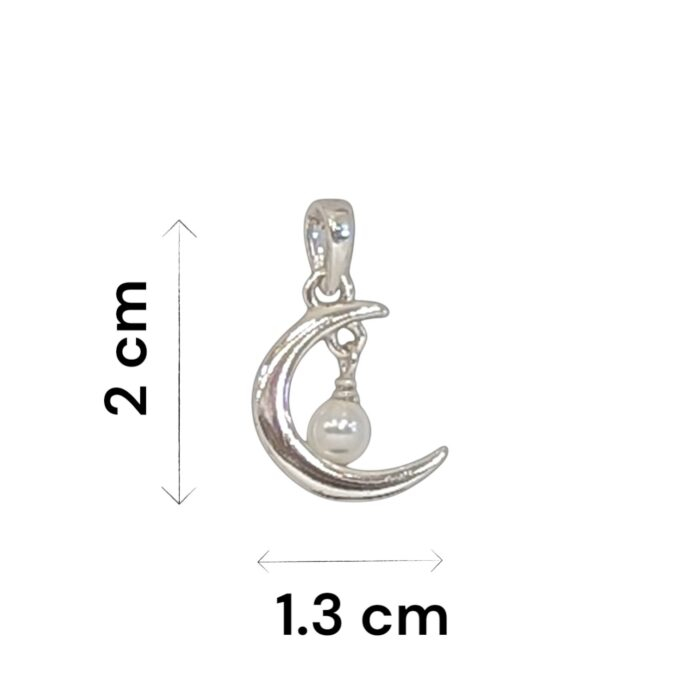 925 Sterling Silver Half Moon with pearl Pendant - Image 2