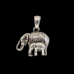 Pure Silver Mom and Baby Elephant Pendant | 925 Sterling Silver