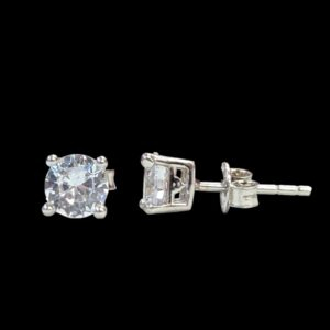 4 Prong Moissanite Earrings - 5mm Studs | Gift for her