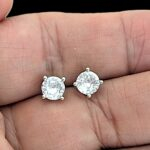 4 Prong Moissanite Earrings - 5mm Studs | Gift for her