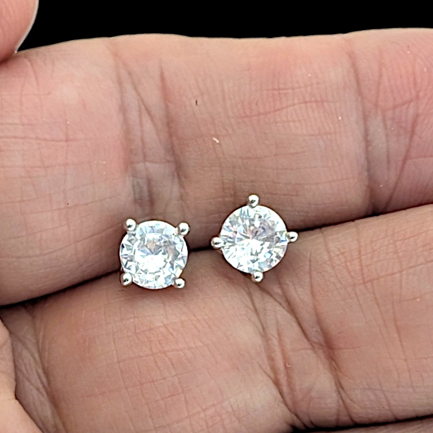 4 Prong Moissanite Earrings - 5mm Studs | Gift for her