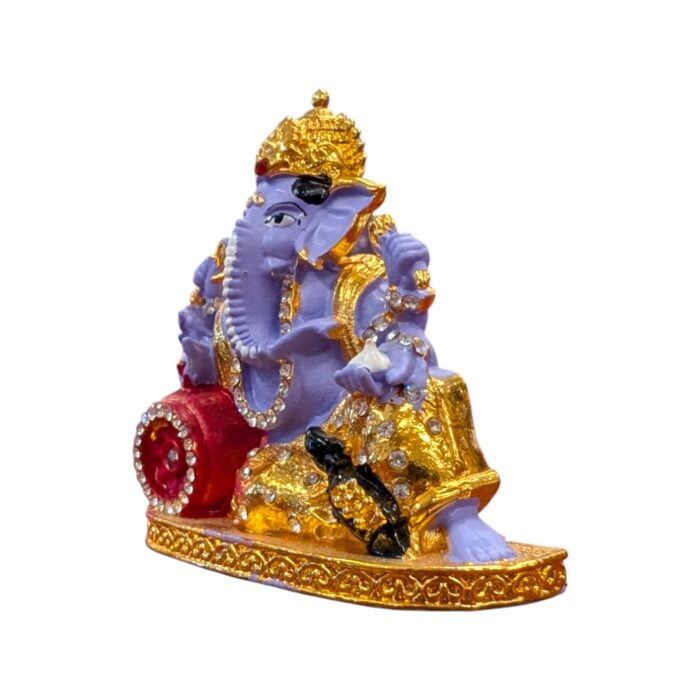 Car Dashboard Ganesha Idol - Singhasan - Purple - Image 3