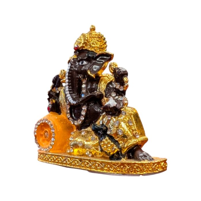 Car Dashboard Ganesha Idol - Singhasan - Brown - Image 3