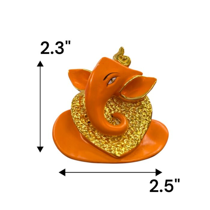 Orange Ganesha face - Car dashboard Idol - Image 2