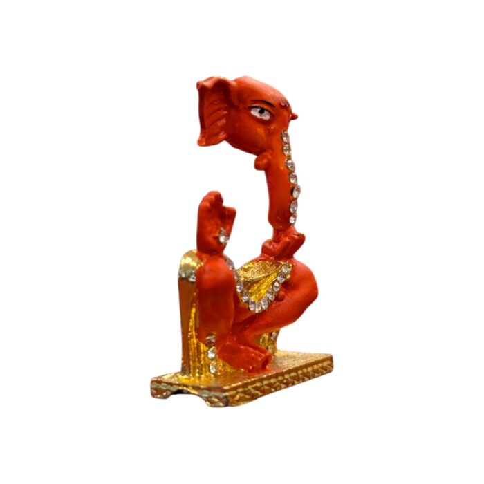 Torsoless Orange Ganesha Statue - Taklu - Image 3