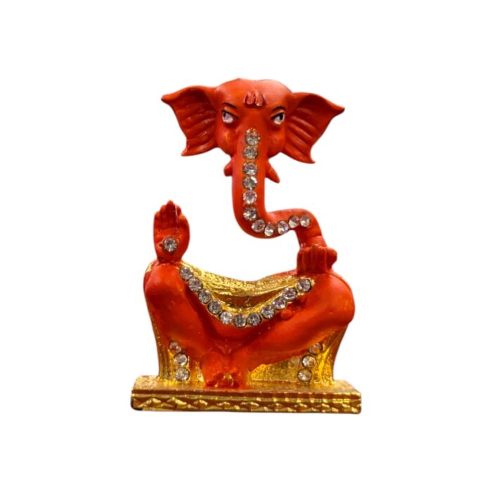 Torsoless Orange Ganesha Statue - Taklu - Image 5