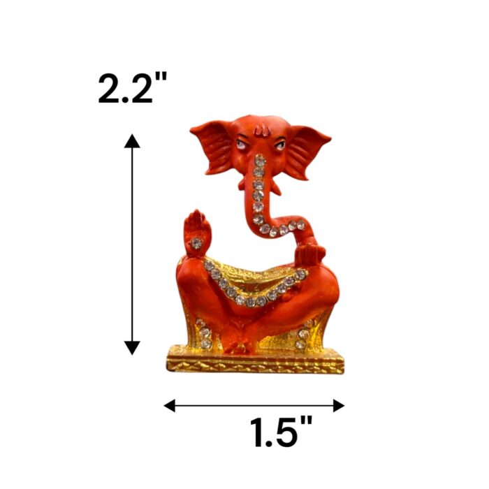 Torsoless Orange Ganesha Statue - Taklu - Image 2