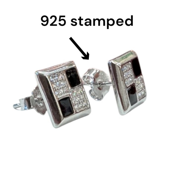 925 stamped Sterling Silver Stud Earrings - Square