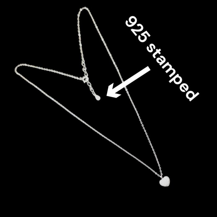 925 stamped Pure Silver Small heart Pendant with Chain