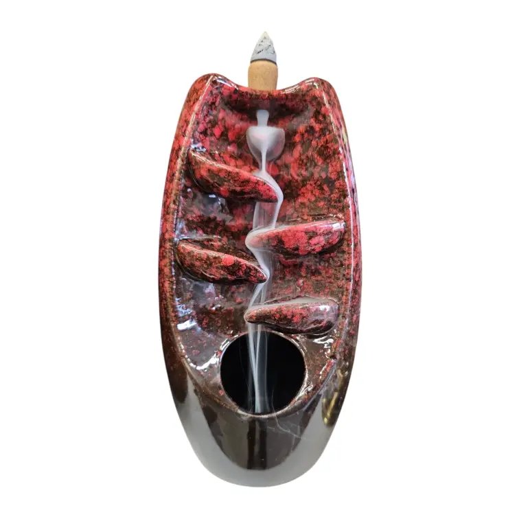 Backflow Incense Burner - Waterfall - Red | Backflow incense cones holder